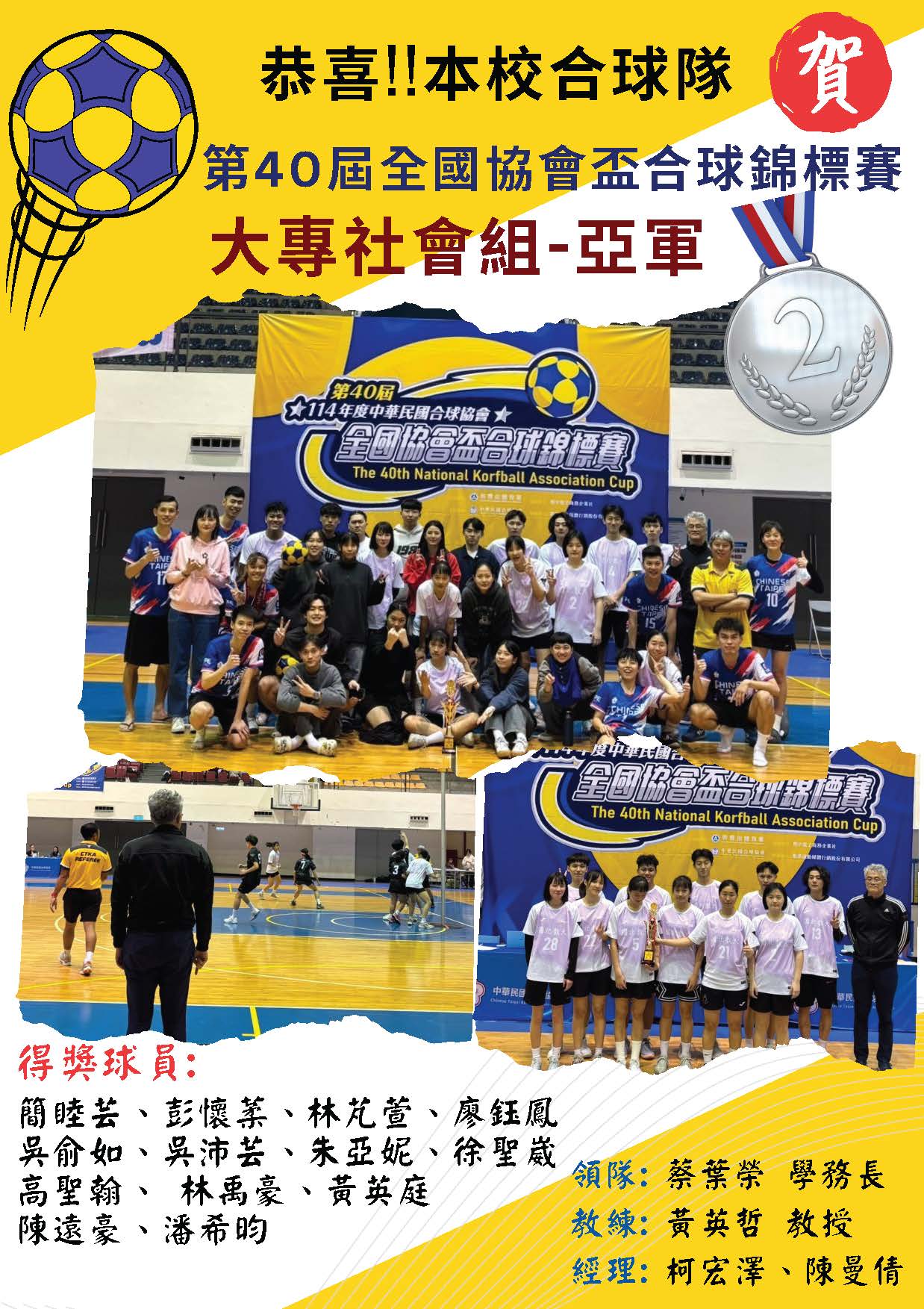 114年全國協會盃合球錦標賽-大專社會組亞軍